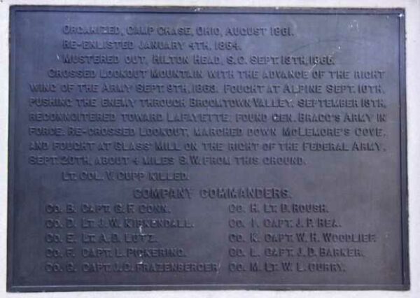 1ST OHIO CAVALRY WAR MEMORIAL PLAQUE