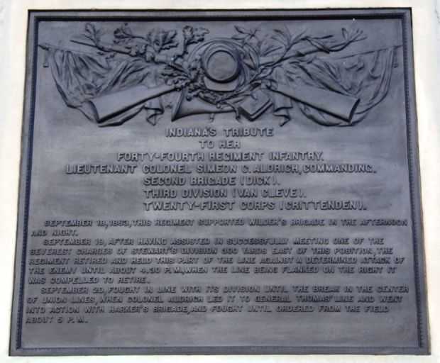 INDIANA’S FORTY-FOURTH REGIMENT INFANTRY MEMORIAL PLAQUE