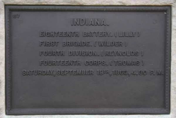 INDIANA EIGHTEEN BATTERY WAR MEMORIAL PLAQUE