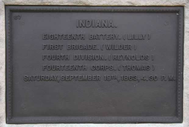INDIANA EIGHTEEN BATTERY WAR MEMORIAL PLAQUE