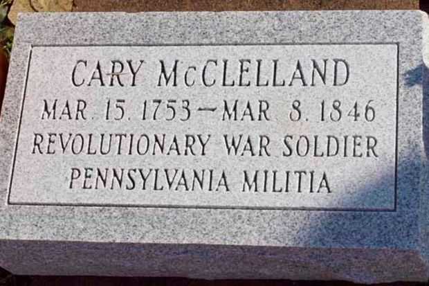 CARY MCCLELLAND REVOLUTIONARY WAR SOLDIER CEMETERY STONE