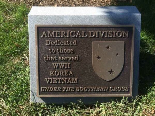 AMERICAL DIVISION WAR MEMORIAL TREE PLAQUE