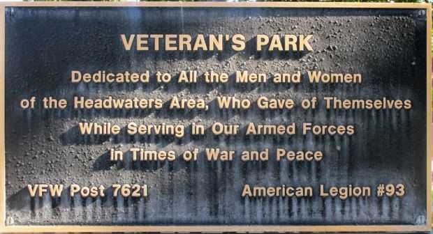 HEADWATERS AREA VETERAN’S PARK MEMORIAL PLAQUE