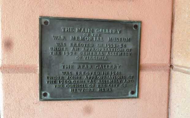 VIRGINIA WAR MEMORIAL MUSEUM PLAQUE