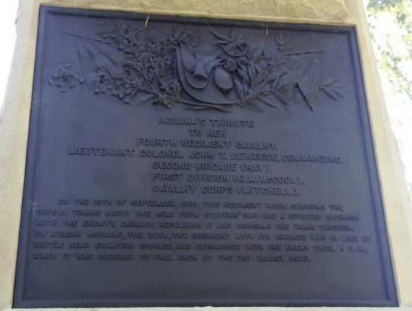 INDIANA’S FOURTH REGIMENT CAVALRY WAR MEMORIAL PLAQUE