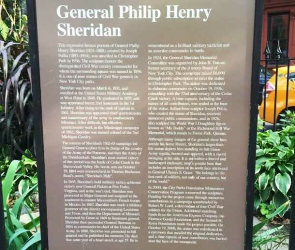 GENERAL PHILIP HENRY SHERIDAN WAR MEMORIAL PLAQUE