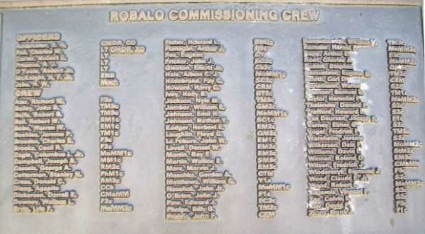 U.S.S. ROBALO (SS273) WAR MEMORIAL CREW PLAQUE