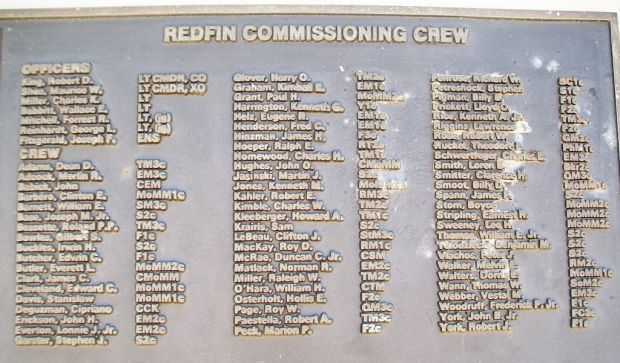U.S.S. REDFIN (SS272) WAR MEMORIAL CREW PLAQUE