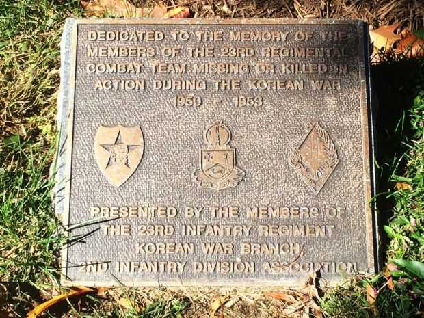 THE 23RD REGIMENTAL COMBAT TEAM WAR MEMORIAL TREE PLAQUE