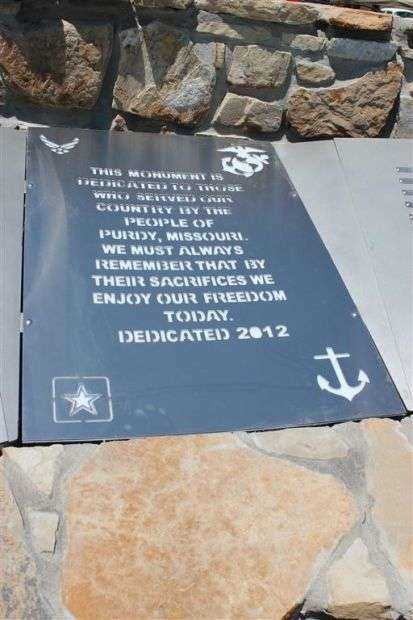 CITY OF PURDY VETERANS MEMORIAL PLAQUE