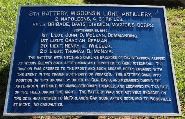 8TH BATTERY, WISCONSIN LIGHT ARTILLERY WAR MEMORIAL PLAQUE