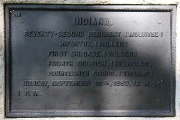 INDIANA SEVENTY-SECOND REGIMENT (MOUNTED) INFANTRY WAR MEMORIAL PLAQUE
