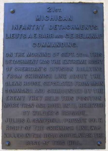 21ST MICHIGAN INFANTRY DETACHMENTS WAR MEMORIAL PLAQUE