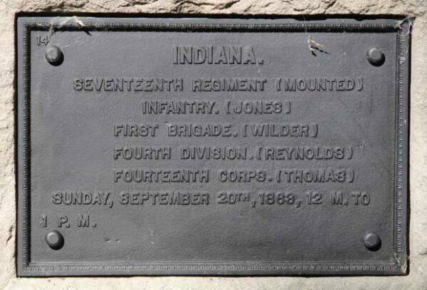 INDIANA SEVENTEENTH REGIMENT (MOUNTED) INFANTRY MEMORIAL PLAQUE
