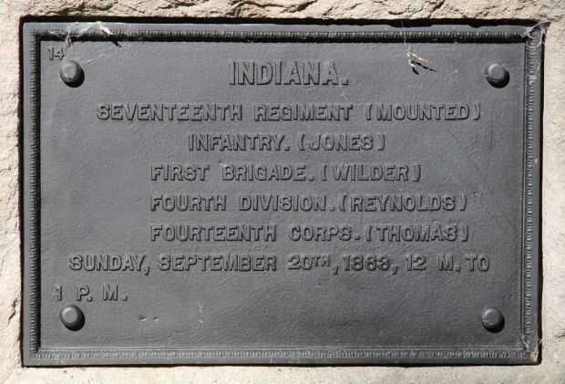 INDIANA SEVENTEENTH REGIMENT (MOUNTED) INFANTRY MEMORIAL PLAQUE