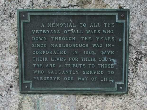 MARLBOROUGH WAR VETERANS MEMORIAL PLAQUE