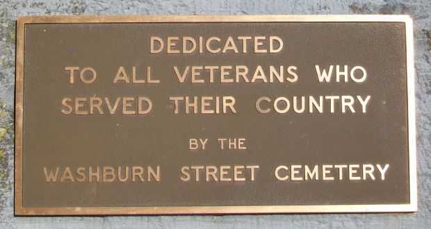 WASHBURN STREET CEMETERY VETERANS MEMORIAL PLAQUE