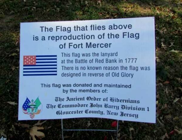 FLAG OF FORT MERCER WAR MEMORIAL MARKER