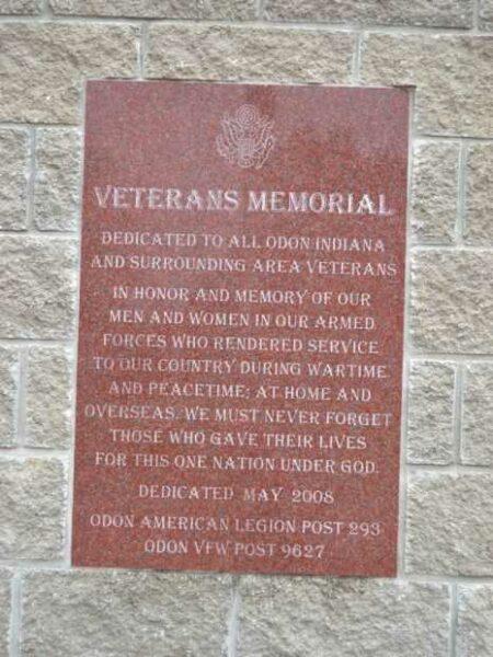 ODON VETERANS MEMORIAL DEDICATION STONE