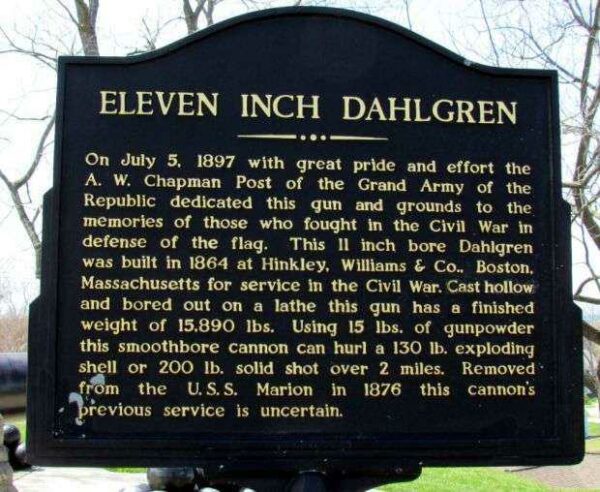 ELEVEN INCH DAHLGREN WAR MEMORIAL MARKER