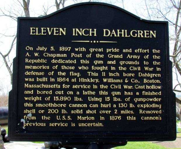 ELEVEN INCH DAHLGREN WAR MEMORIAL MARKER