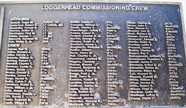 U.S.S. LOGGERHEAD (SS374) WAR MEMORIAL CREW PLAQUE