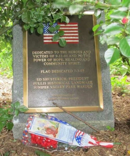 JUNIPER VALLEY PARK 9-11-01 MEMORIAL FLAGPOLE PLAQUE