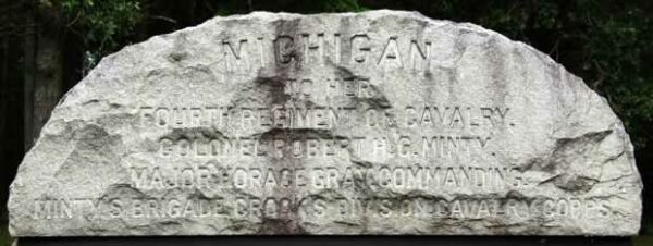 MICHIGAN FOURTH REGIMENT OF CAVALRY WAR MEMORIAL DEDICATION STONE