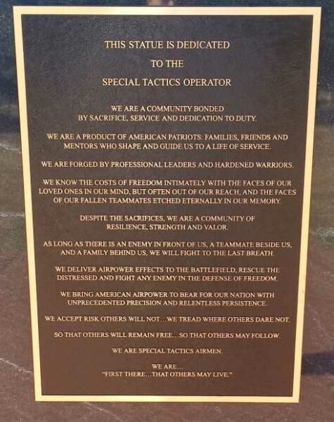 SPECIAL TACTICS OPERATION MEMORIAL PLAQUE