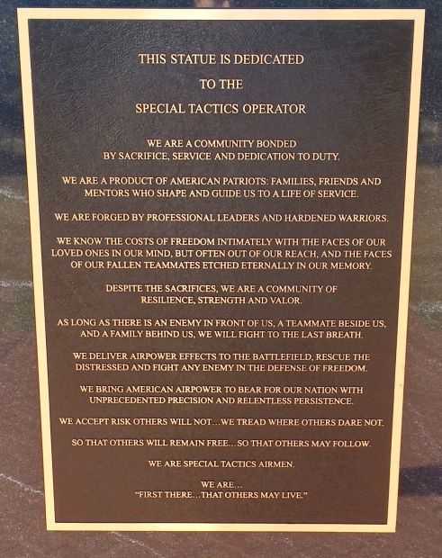 SPECIAL TACTICS OPERATION MEMORIAL PLAQUE