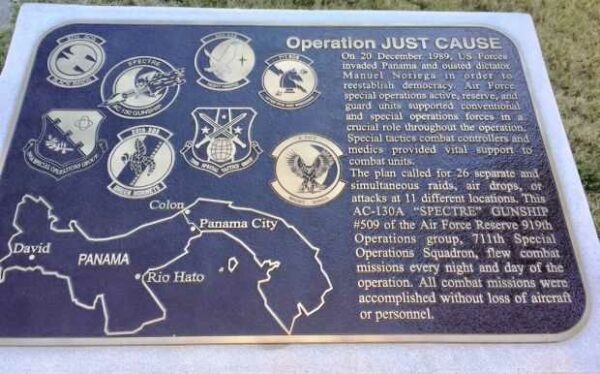 OPERATION JUST CAUSE AIRCRAFT WAR MEMORIAL PLAQUE
