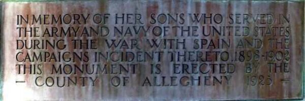 THE HIKER ALLEGHENY COUNTY WAR MEMORIAL PLAQUE A