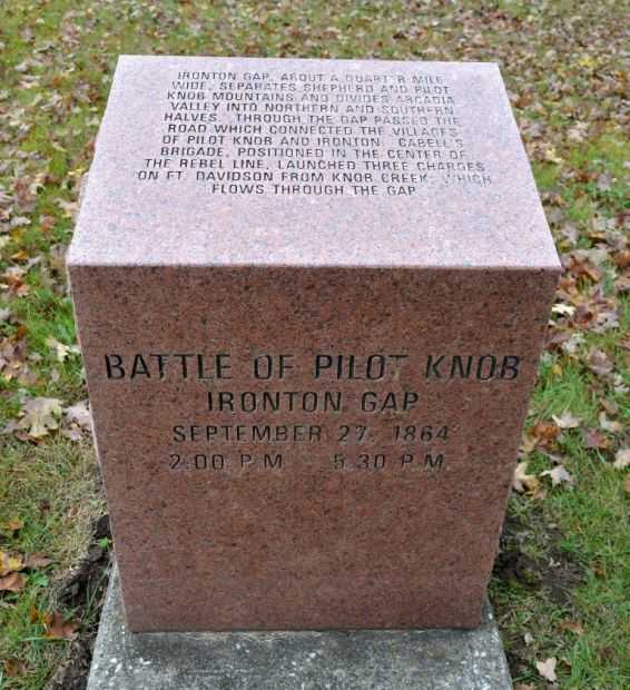 BATTLE OF PILOT KNOB IRONTON GAP WAR MEMORIAL