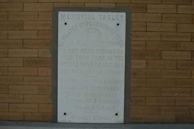 PLAQUEMINE TRIBE WORLD WAR I MEMORIAL TABLET