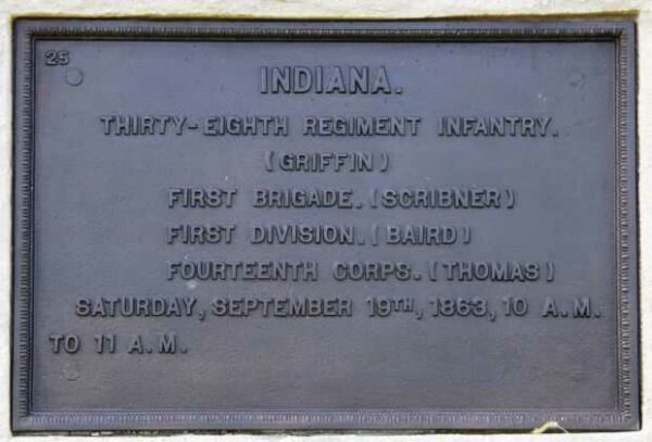 INDIANA THIRTY-EIGHT REGIMENT INFANTRY WAR MEMORIAL PLAQUE