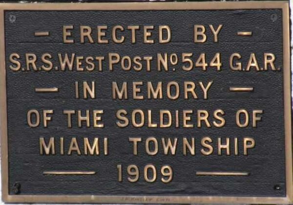 MIAMI TOWNSHIP G.A.R. VETERANS MEMORIAL PLAQUE