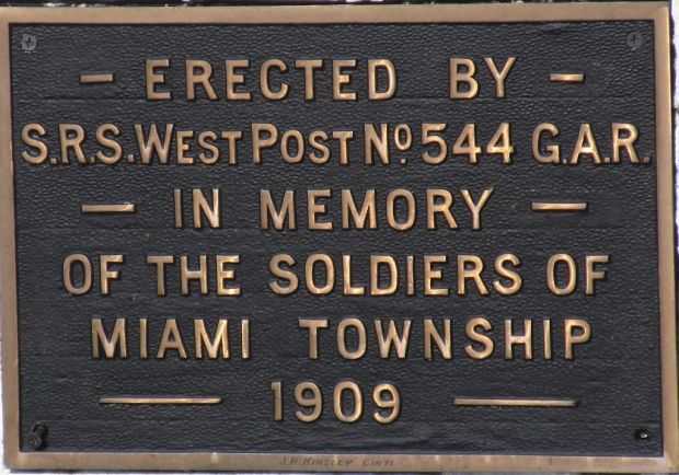 MIAMI TOWNSHIP G.A.R. VETERANS MEMORIAL PLAQUE