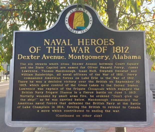 NAVAL HEROES OF THE WAR OF 1812 MEMORIAL MARKER FRONT
