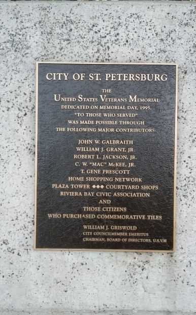 THE UNITED STATES VETERANS MEMORIAL PLAQUE E
