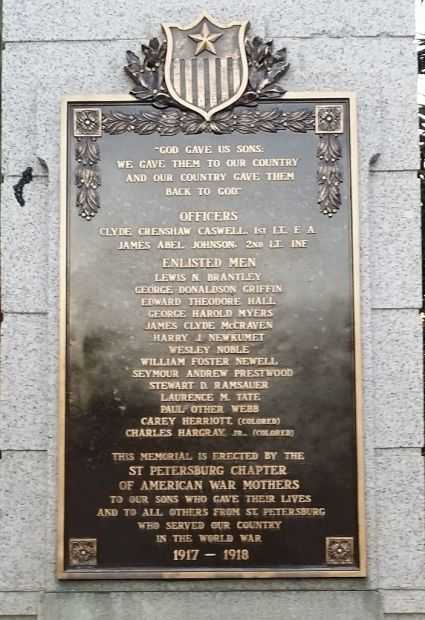ST PETERSBURG WAR MOTHERS MEMORIAL PLAQUE