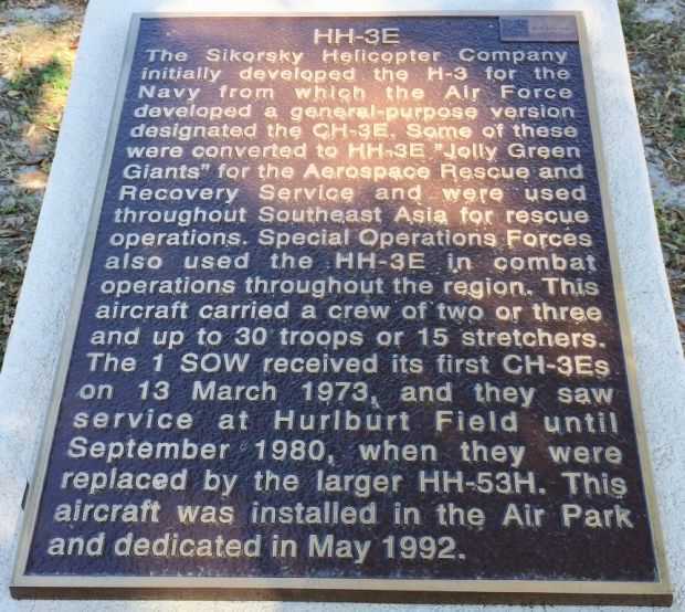 HH-3E “JOLLY GREEN GIANT” MEMORIAL AIRCRAFT PLAQUE