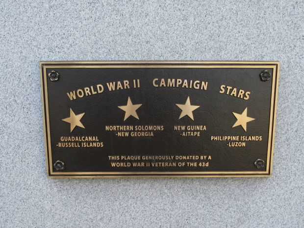 43RD INFANTRY DIVISION WAR MEMORIAL PLAQUE E