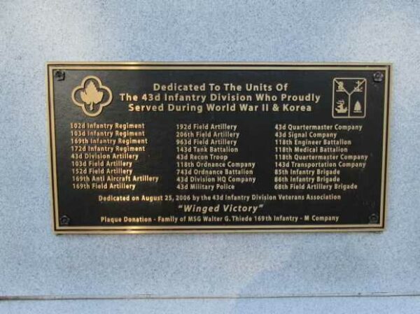 43RD INFANTRY DIVISION WAR MEMORIAL PLAQUE B