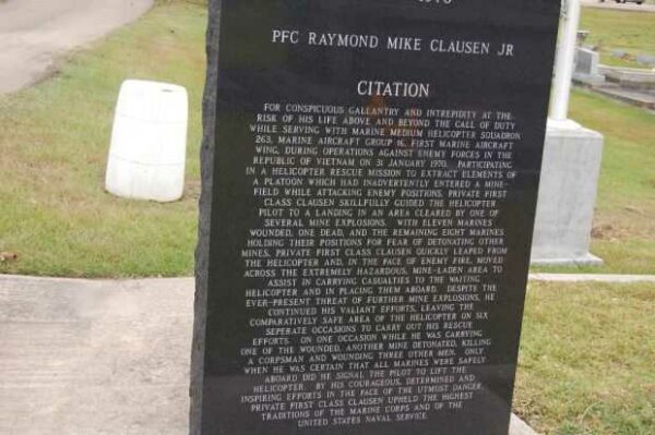 PFC RAYMOND MIKE CLAUSEN JR MEDAL OF HONOR MEMORIAL BACK BOTTOM