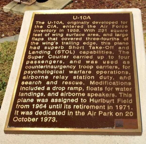U-10A SUPER COURIER MEMORIAL AIRCRAFT PLAQUE