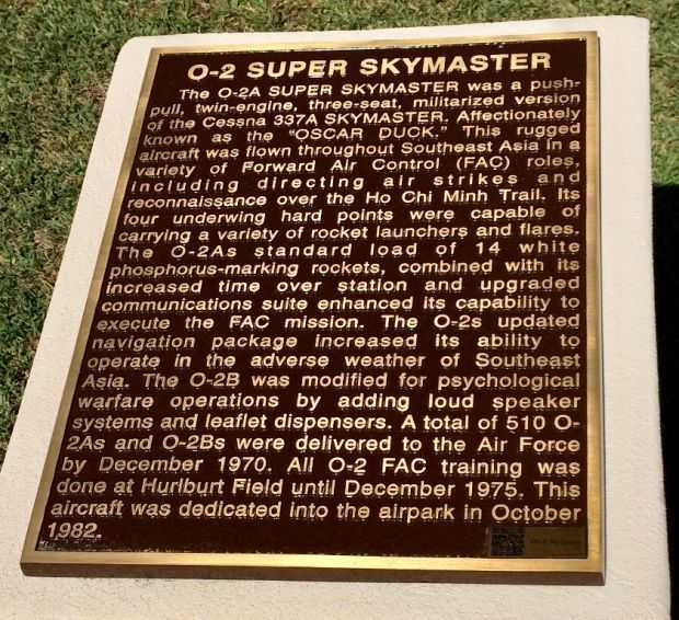 O-2 SUPER SKYMASTER MEMORIAL AIRCRAFT PLAQUE