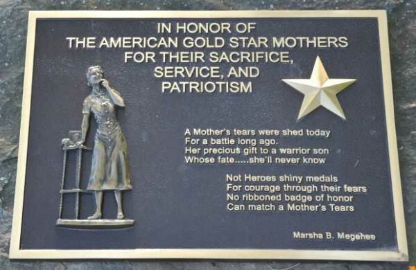 IN HONOR OF THE AMERICAN GOLD STAR MOTHERS MEMORIAL PLAQUE HURBURT FIELD
