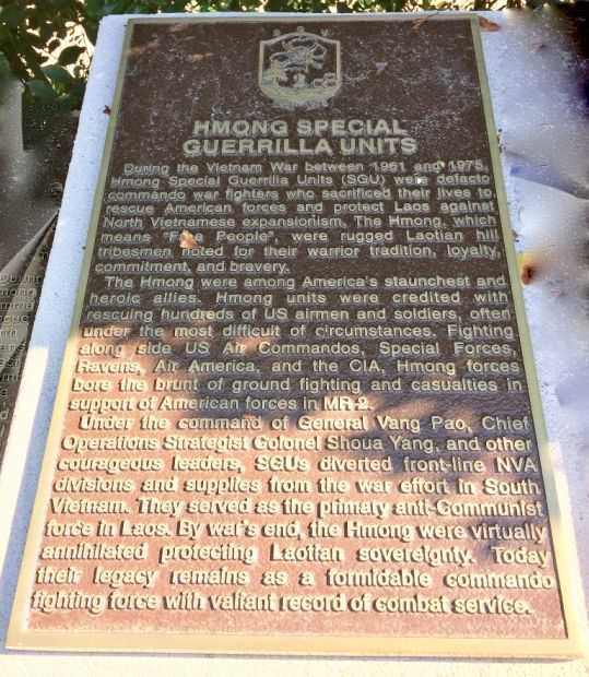 HMONG SPECIAL GUERRILLA UNITS MEMORIAL