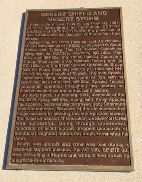 DESERT SHIELD AND DESERT STORM WAR MEMORIAL PLAQUE
