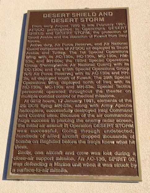 DESERT SHIELD AND DESERT STORM WAR MEMORIAL PLAQUE